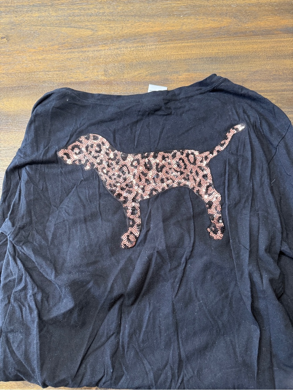 PINK Victoria's Secret Black V-Neck Sweater with  Sequin Dog
